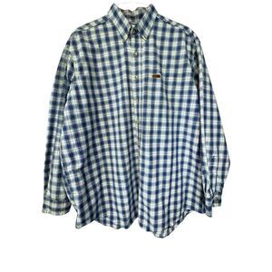 Carhartt Men's Blue White‎ Plaid Button 100% Cotton Down Shirt Size XL